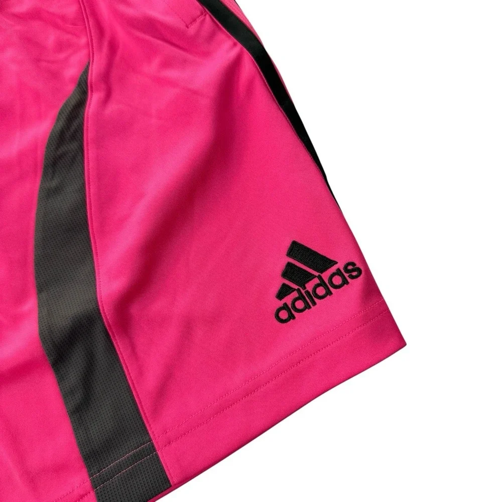 Adidas Teamgeist Shorts Men's Large Pink Black Soccer Training Zip Pockets NWT